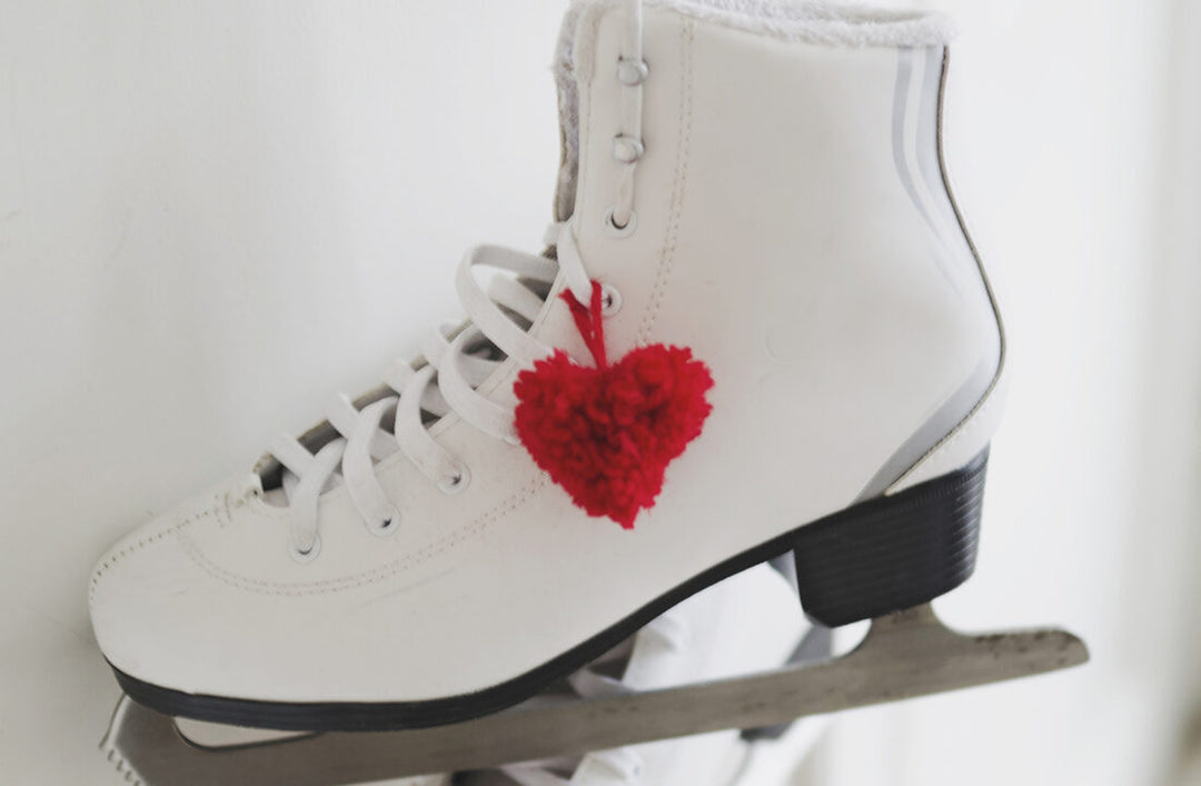 Heart-Shaped Pompoms for Ice Skates