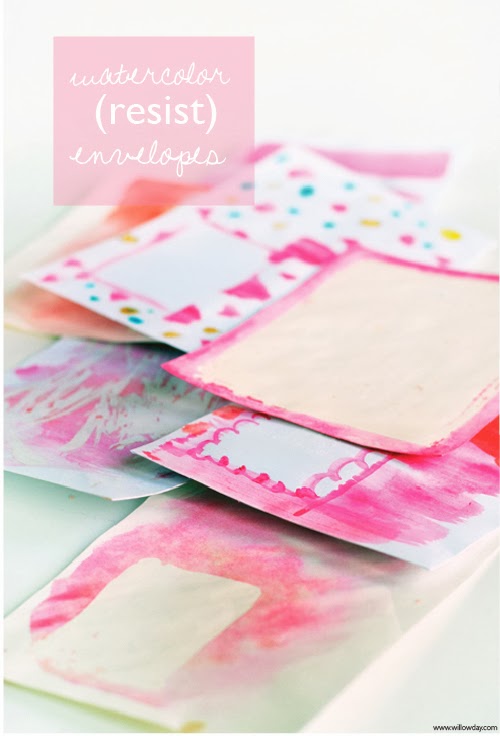 Watercolor Resist Envelopes