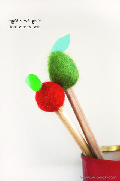 Make Apple and Pear Pompom Pencils