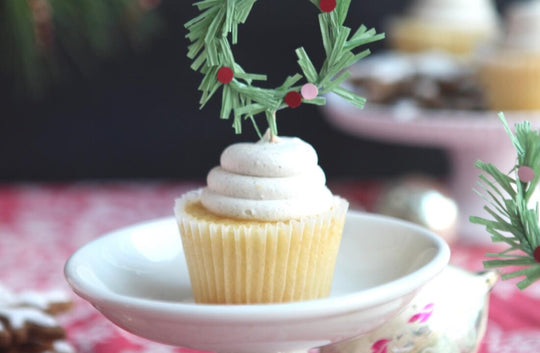 DAY 14 | Crepe Paper Wreath Cupcake Toppers