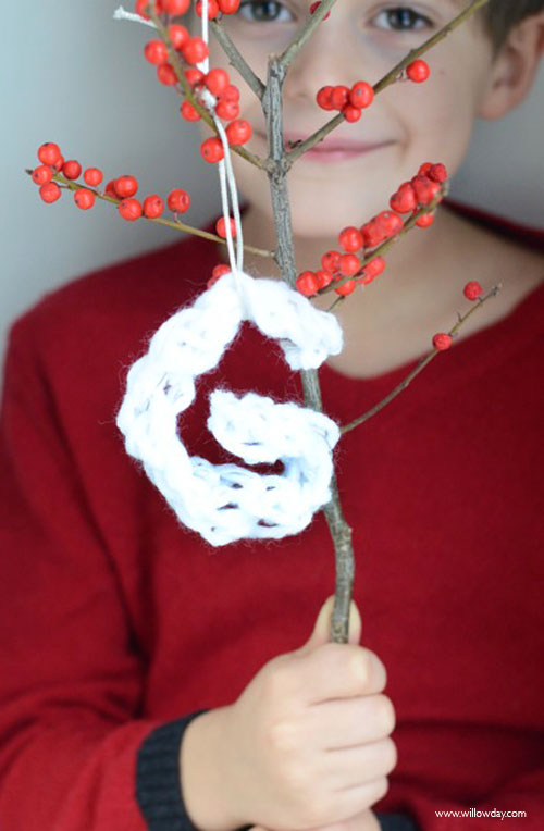 Finger Knit Letter Ornaments