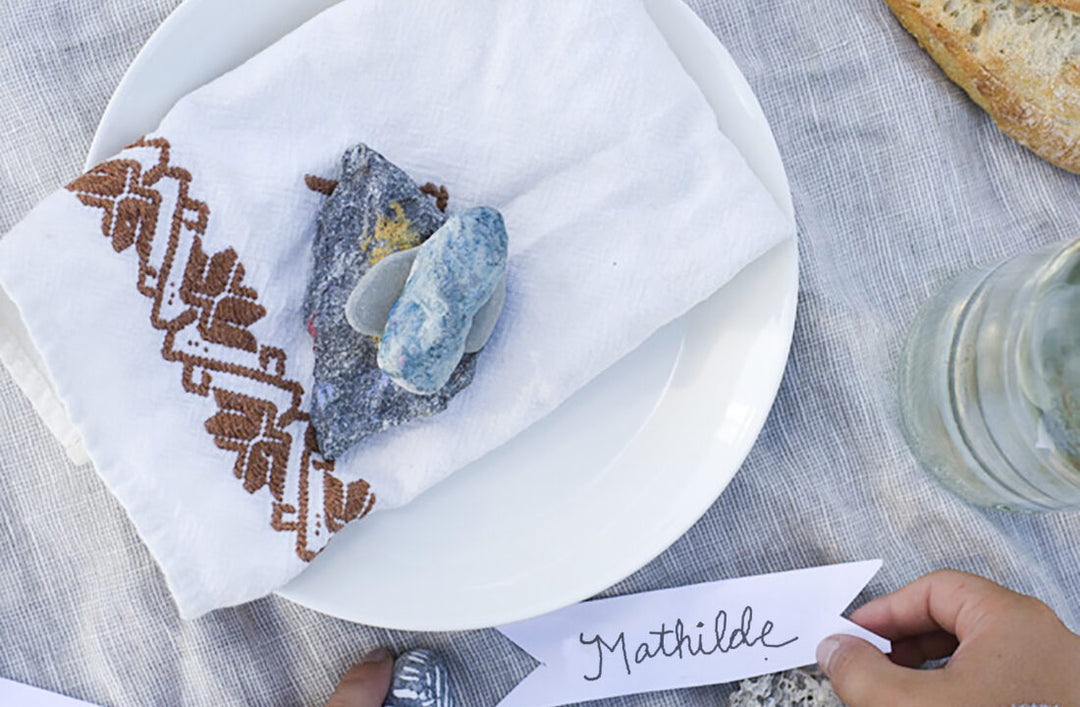 Entertaining with Kids: Stacked Rock Place Settings