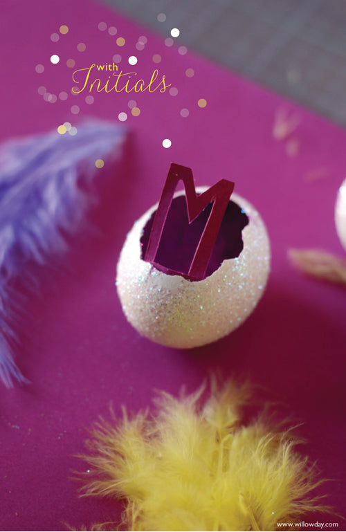 Glitter Egg Ornaments with Dioramas or Monograms