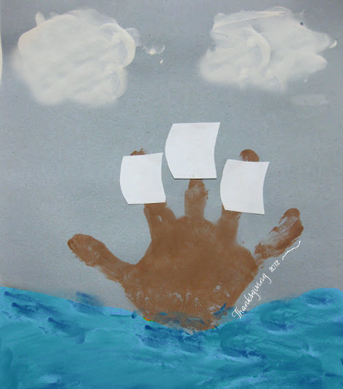 Thanksgiving Handprint Mayflower Cards