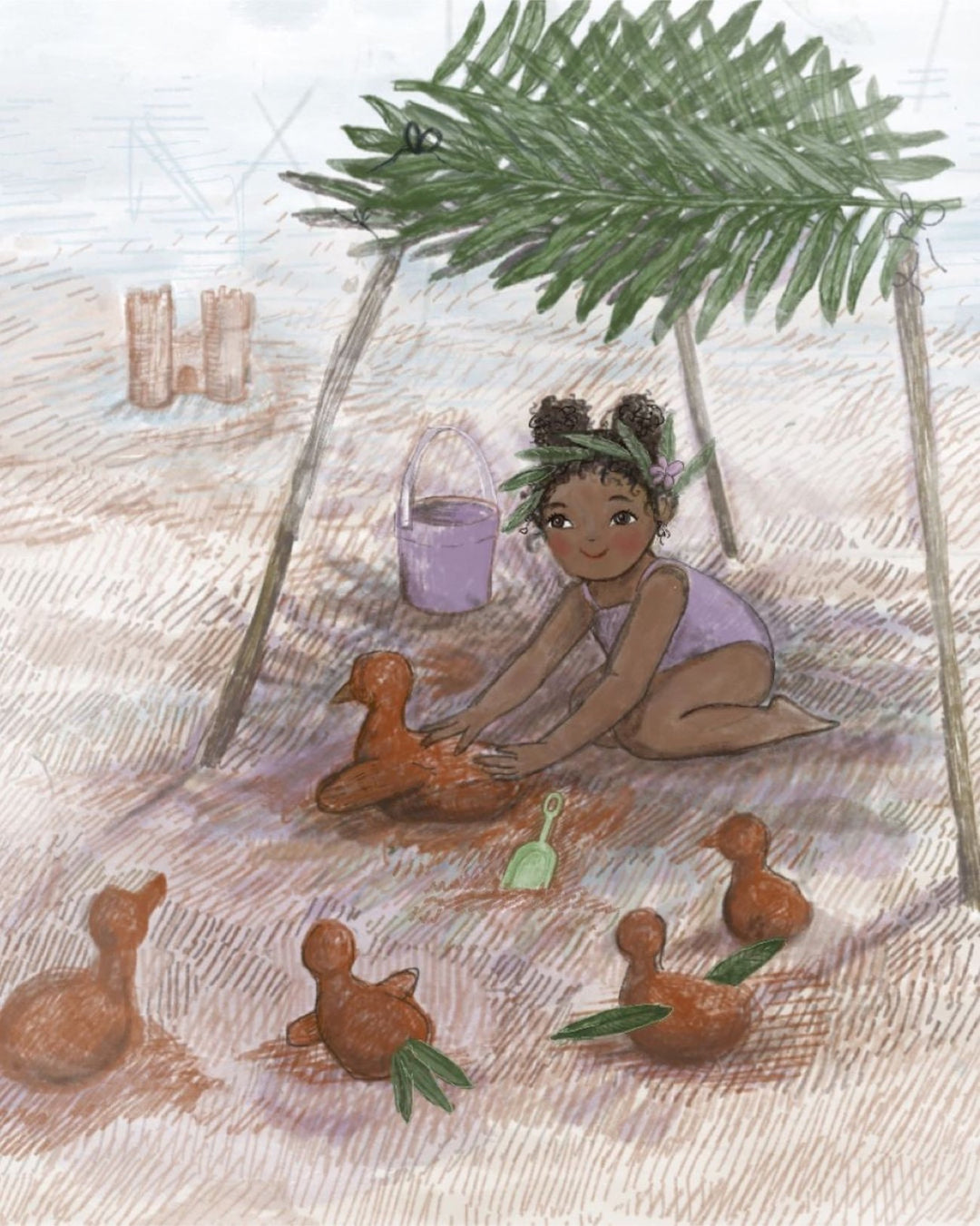 Augusta Savage as child by Gina Vide in watercolor and color pencil